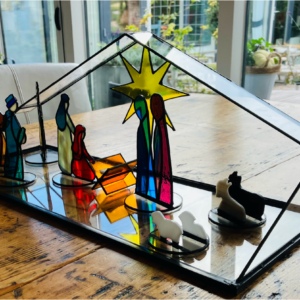 Glas-in-lood/tiffany Kerststal groot (verkocht)